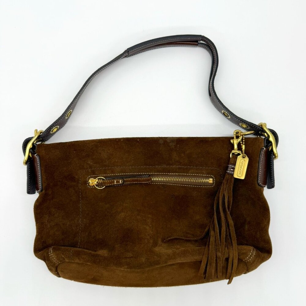 Coach Vintage 1421 Brown Soho Demi Shoulder Bag Fringe Suede